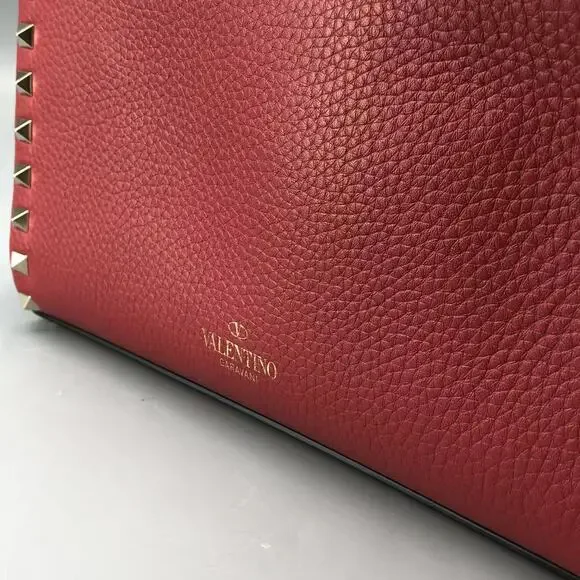 Valentino Garavani Rockstud Small Crossbody Bag Red Grainy Calfskin - Picture 12 of 15